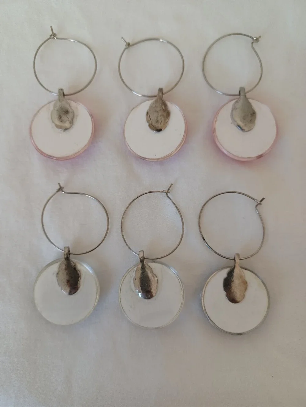 3/$25 SALE SET OF 6 Vintage Wine Glass Charms Parisian Theme Pink White Black
